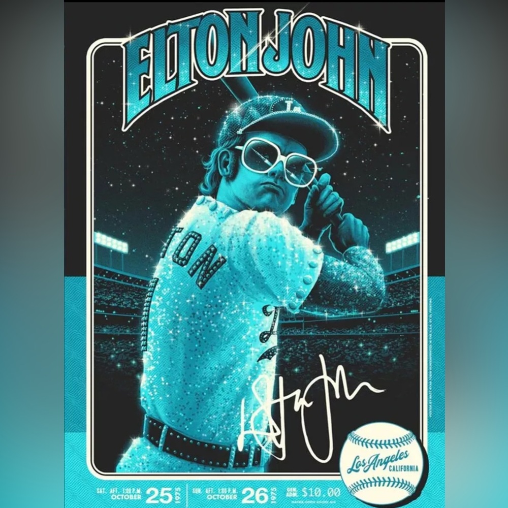 ELTON JOHN: Dodger Stadium 1975 Commemorative Poster